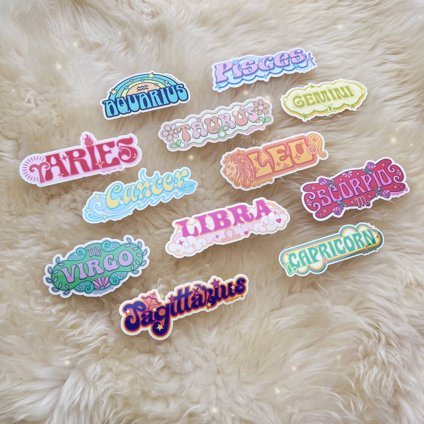 Wildflower + Co. - Zodiac Sticker (Colorful), All Signs