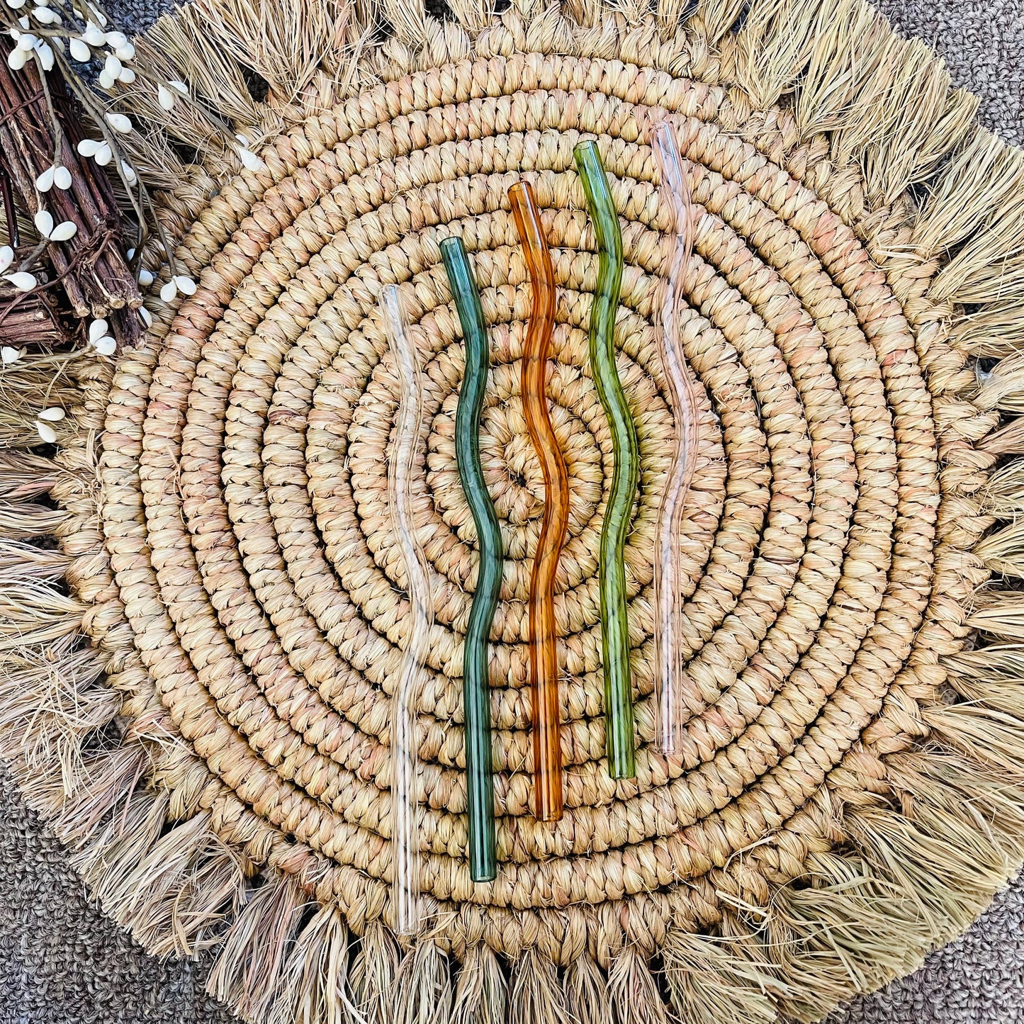 KuriArt Designs - Wavy Reusable Glass Straws