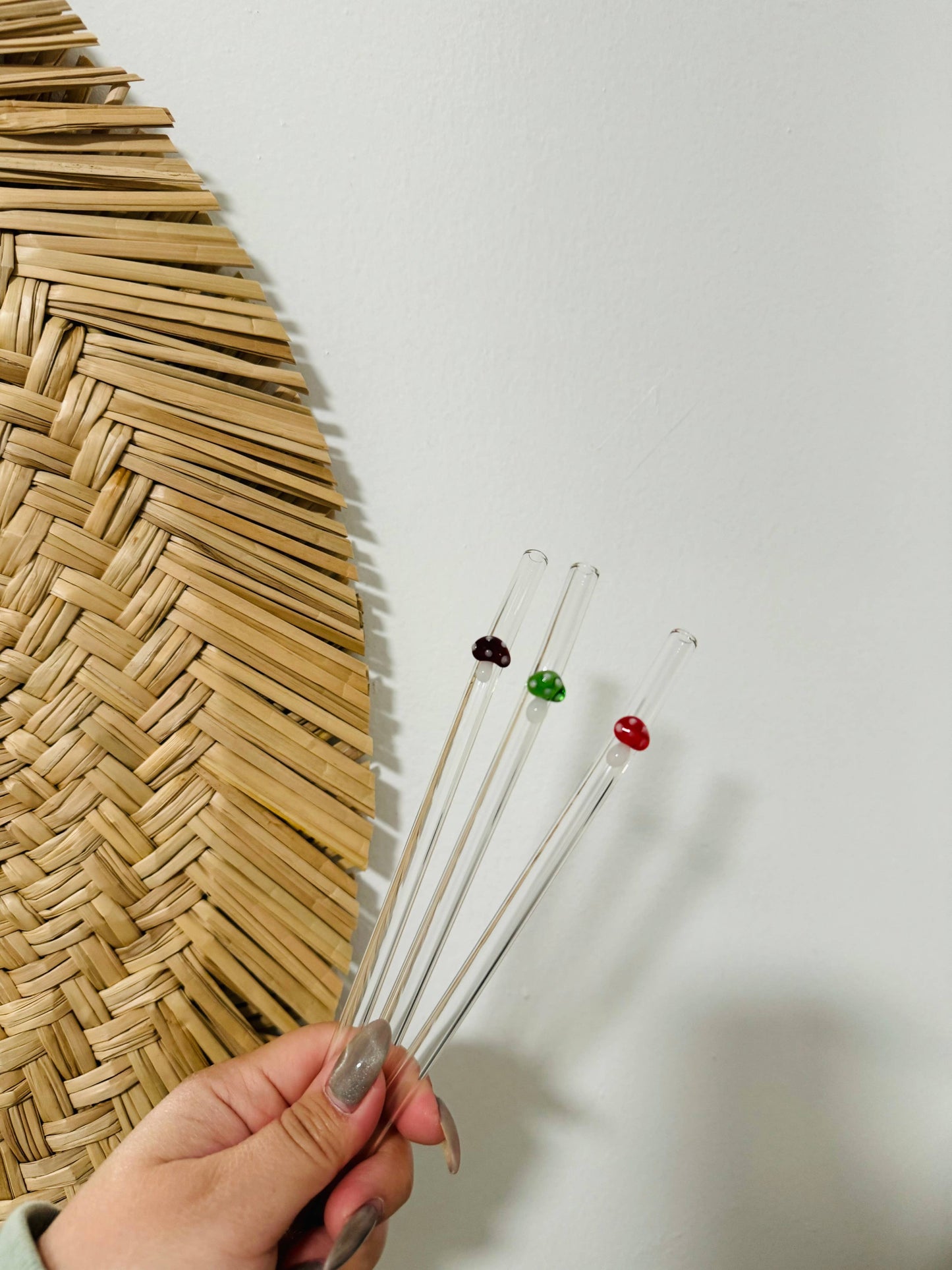 KuriArt Designs - Mushroom Glass Straws | Reusable Glass Straws