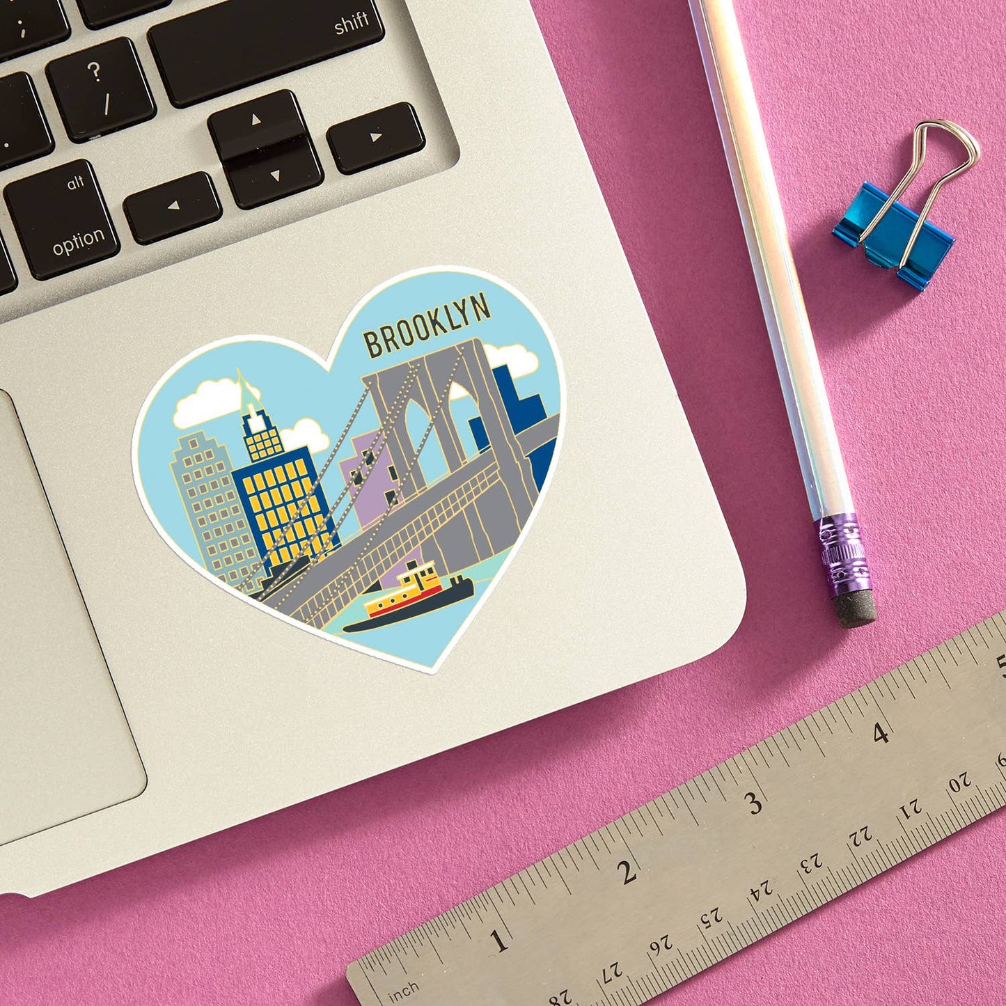 Brooklyn NYC Skyline Heart Die Cut Sticker