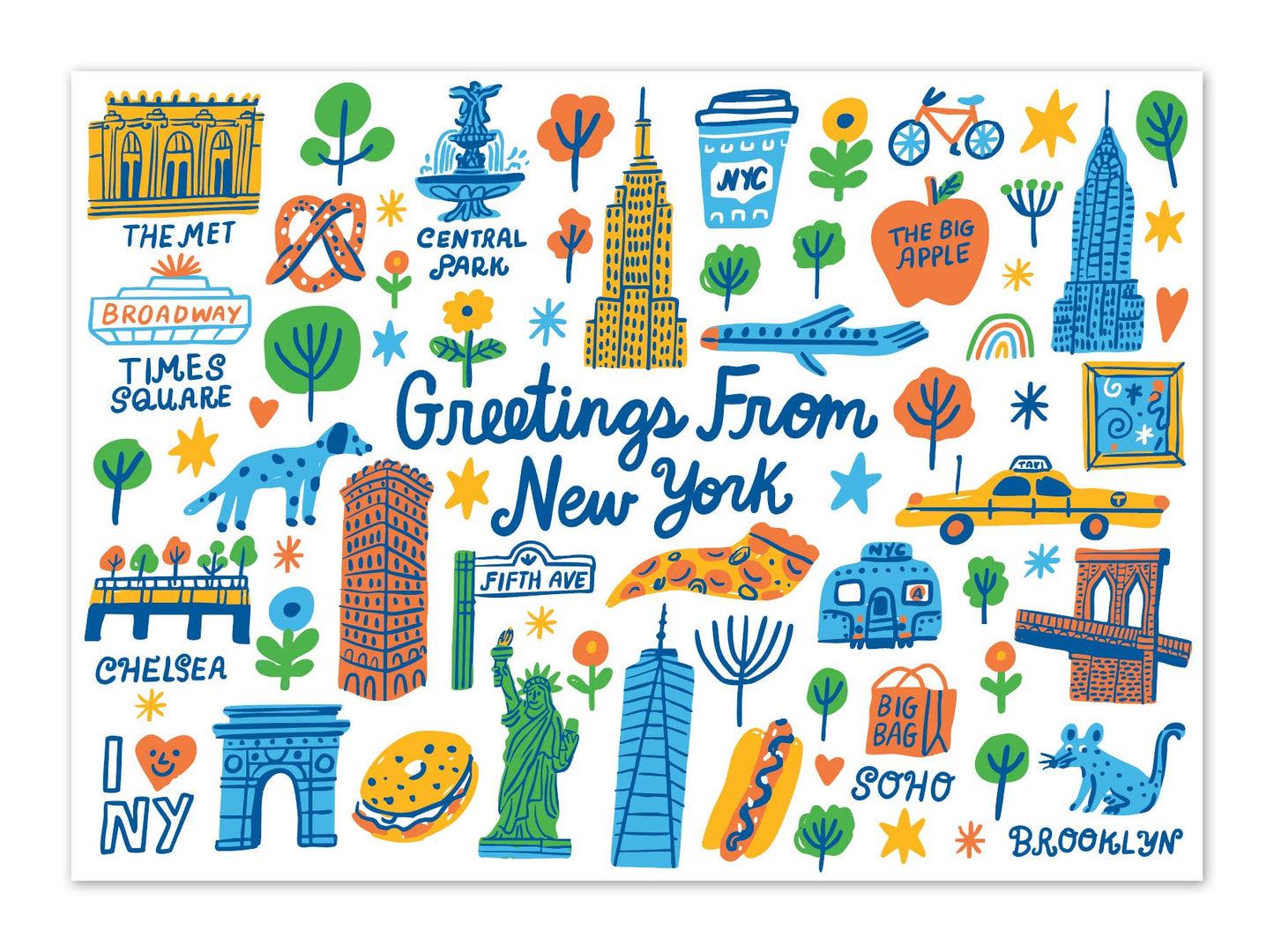 Greetings From New York Landmarks NYC Postcard