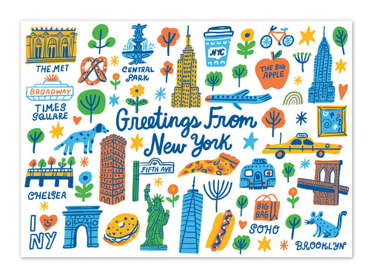 Greetings From New York Landmarks NYC Postcard
