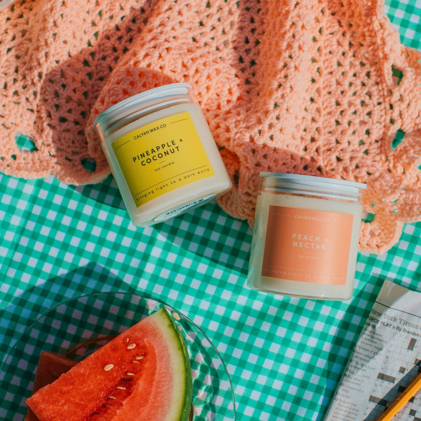 Calyan Wax Co. - Pineapple + Coconut - Clear Glass Tumbler Soy Candle