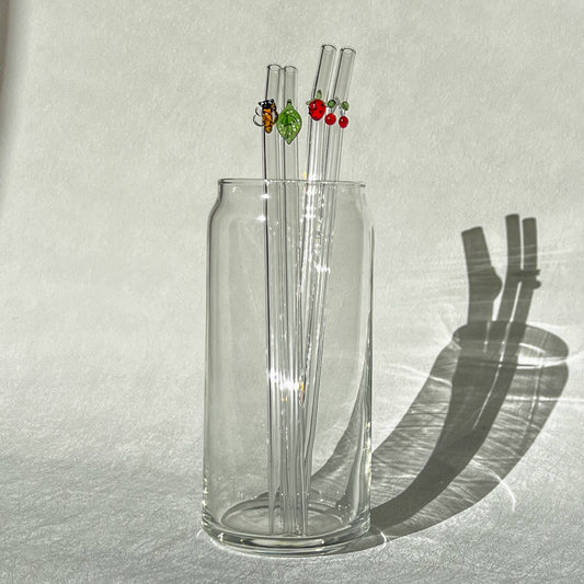 Glass straws with cute decal
