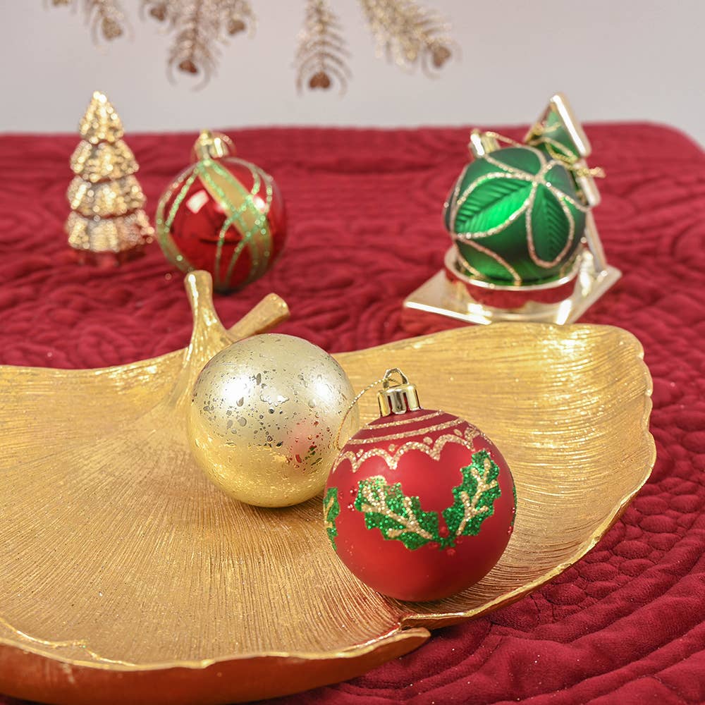 Refined Ornament Bauble Set, 24 Piece Red, Gold, and Green