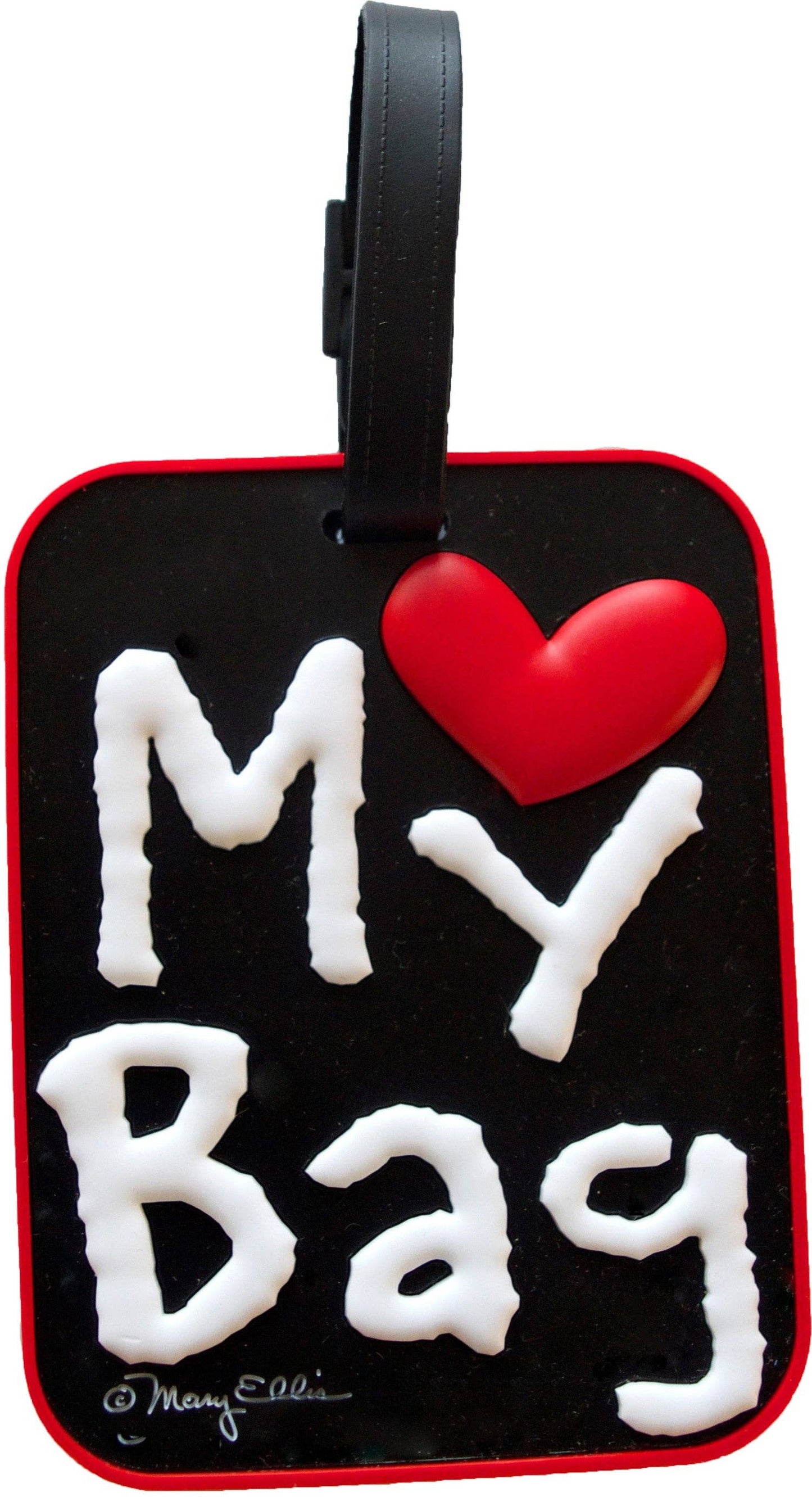 Mary Ellis - My Bag Heart Black Luggage Tag