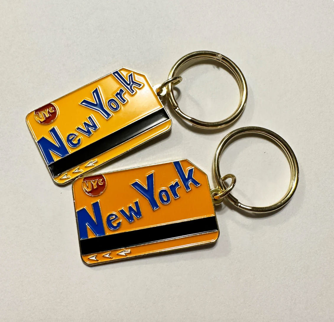 New York City Metrocard Enamel Keychain NY Subway Souvenir