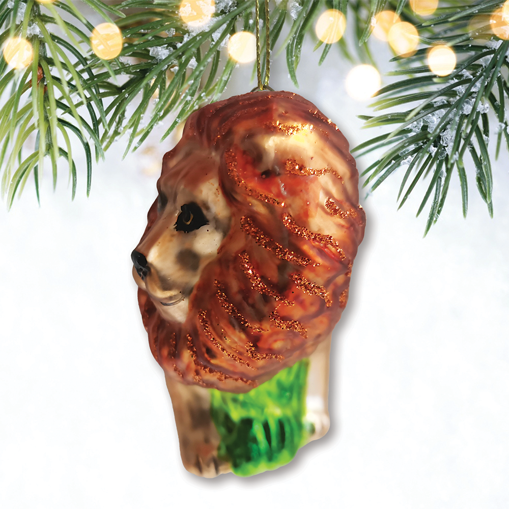 Exotic Safari Lion Glass Christmas Ornament
