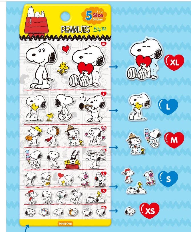K-Wonderland - Peanuts Snoopy 5 Sizes Jelly Coating Stickers