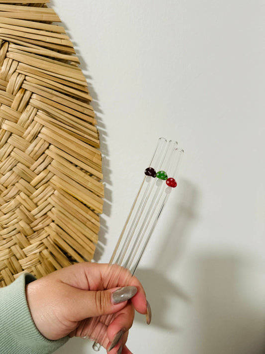 KuriArt Designs - Mushroom Glass Straws | Reusable Glass Straws