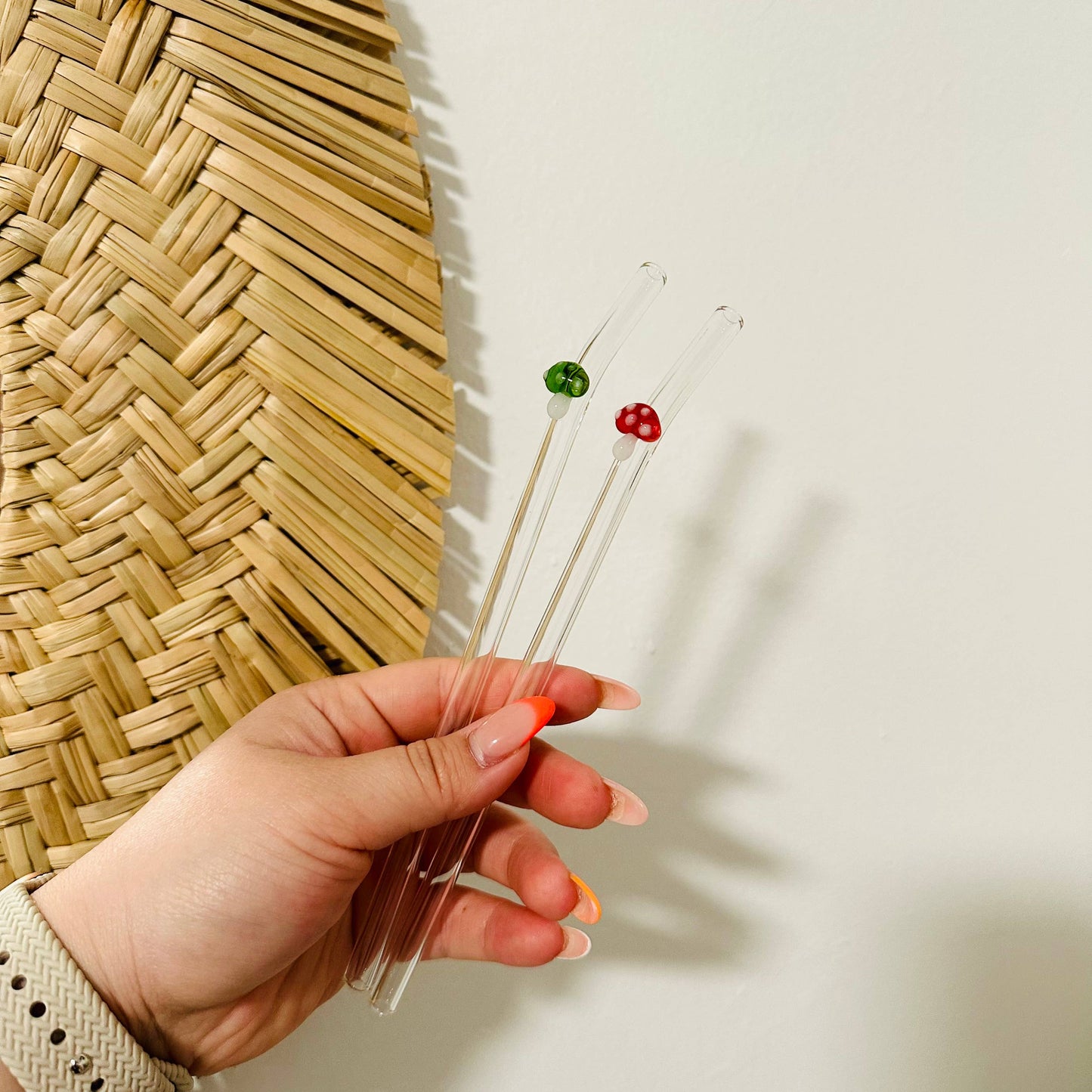 KuriArt Designs - Mushroom Glass Straws | Reusable Glass Straws