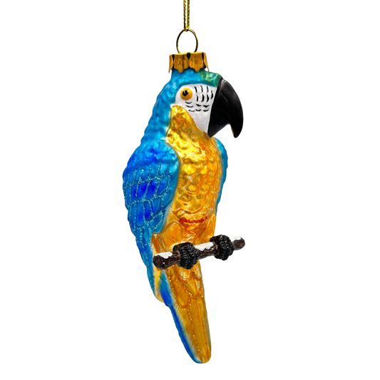 Colorful Parrot Glass Christmas Ornament