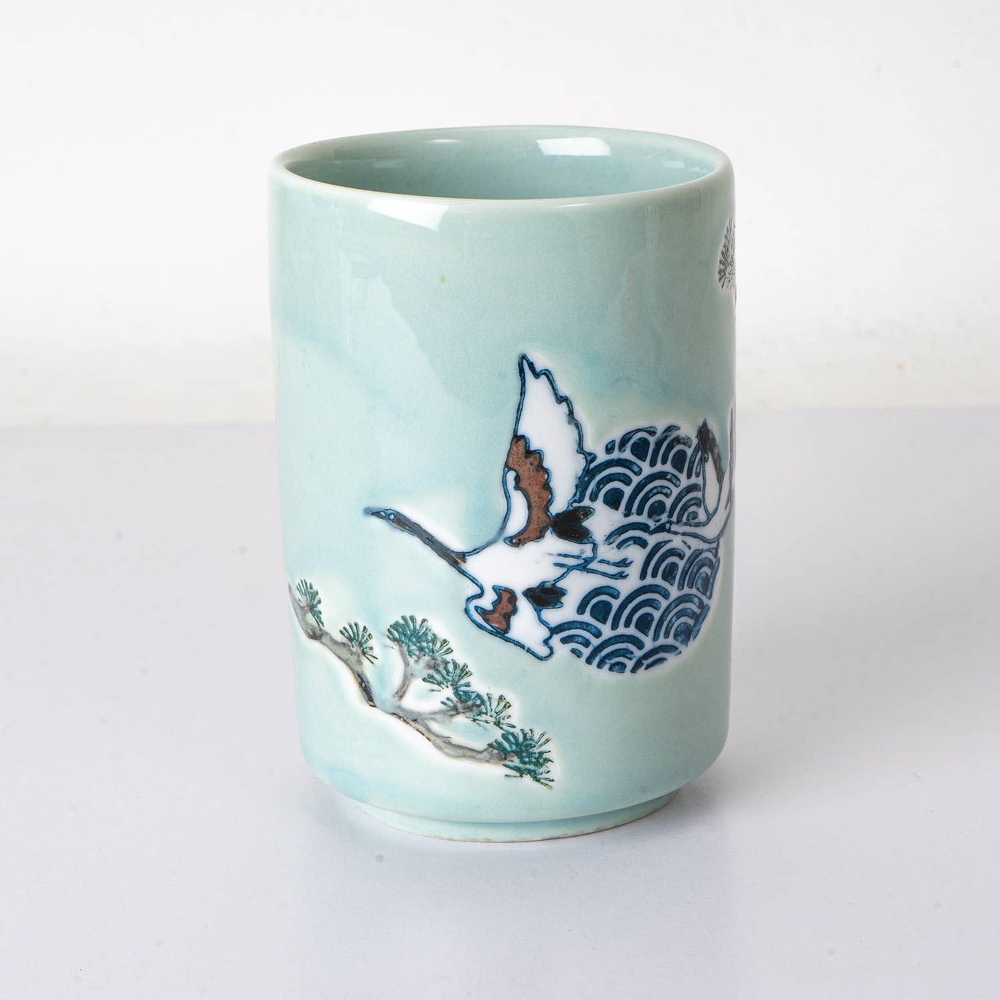 Urban Tokyo - Japanese Crane Yunomi Style Tea Cup Reactive Glaze 10 fl oz (12/72)