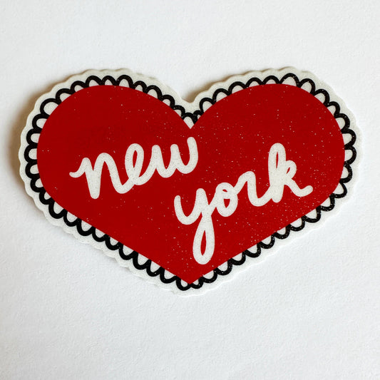 New York Glitter Heart Sticker Vinyl NY NYC City Souvenir
