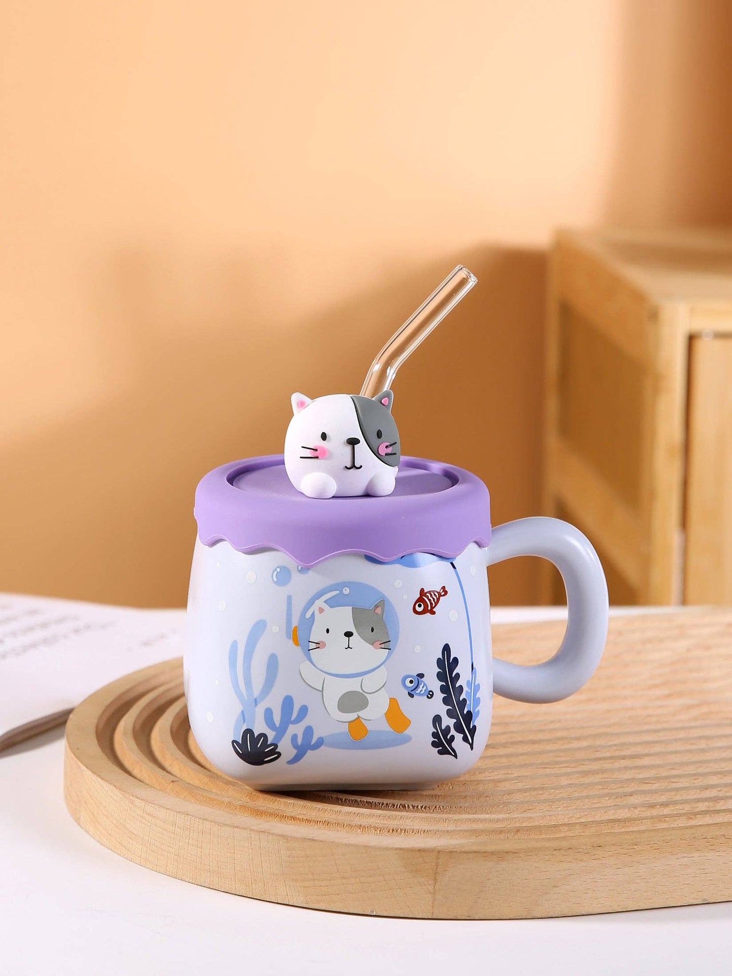 Urban Tokyo - Cat Diving 13oz Mug With Lid and Straw