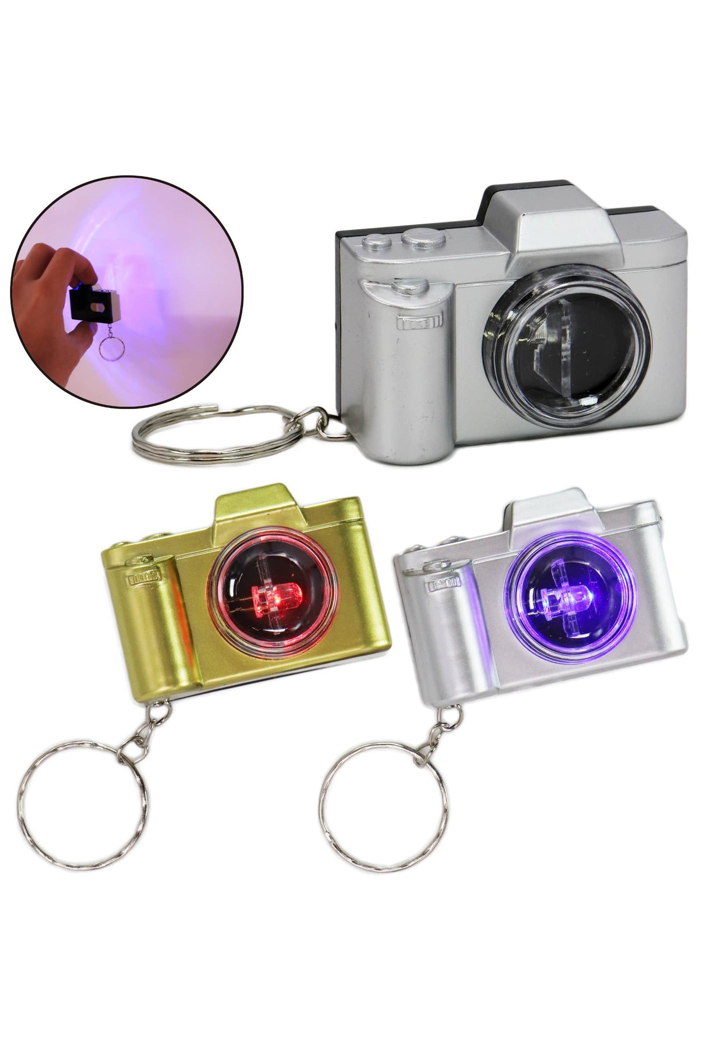 Retro Camera Red & Blue Light Flashing Key Chain