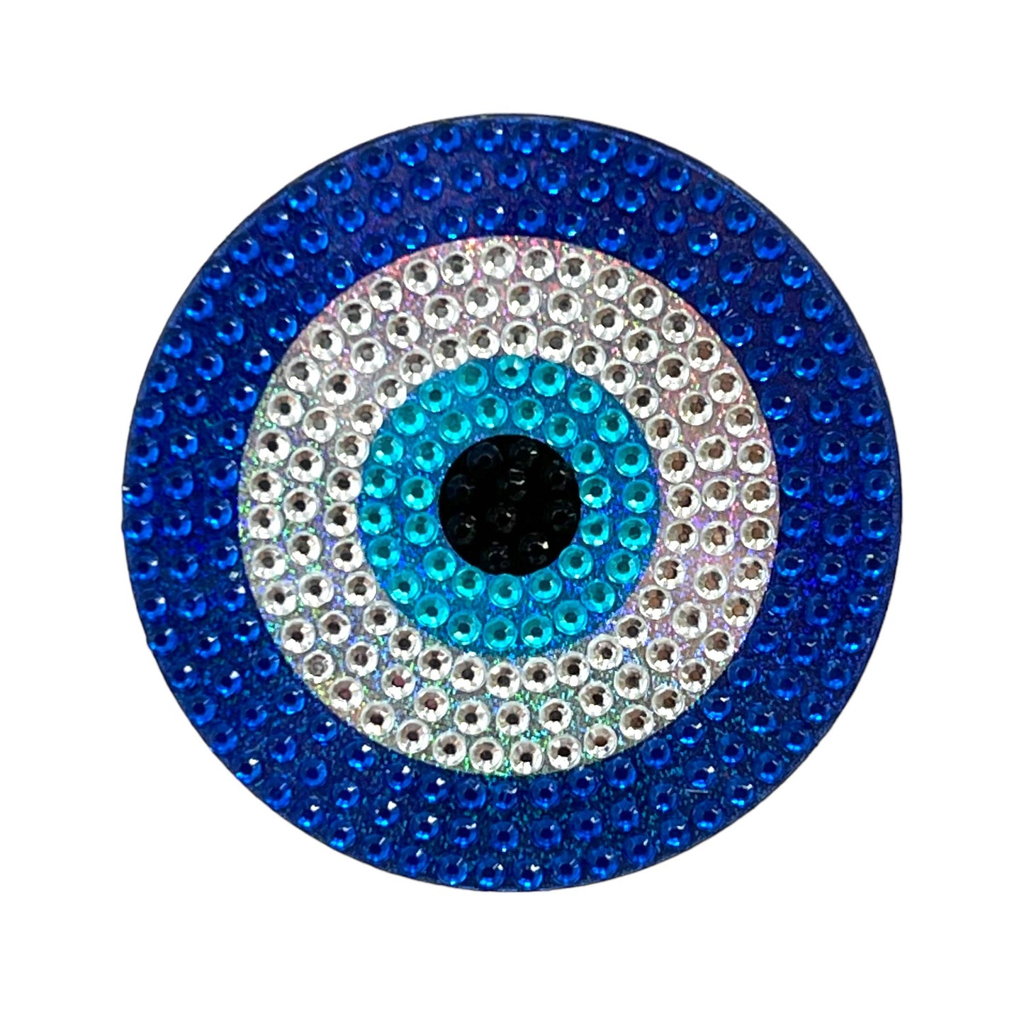 Blue Evil Eye Rhinestone Sticker 2" Cut to Shape
