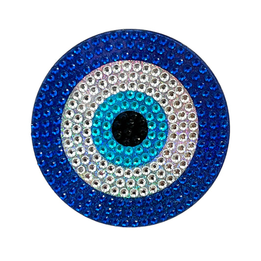 Blue Evil Eye Rhinestone Sticker 2" Cut to Shape