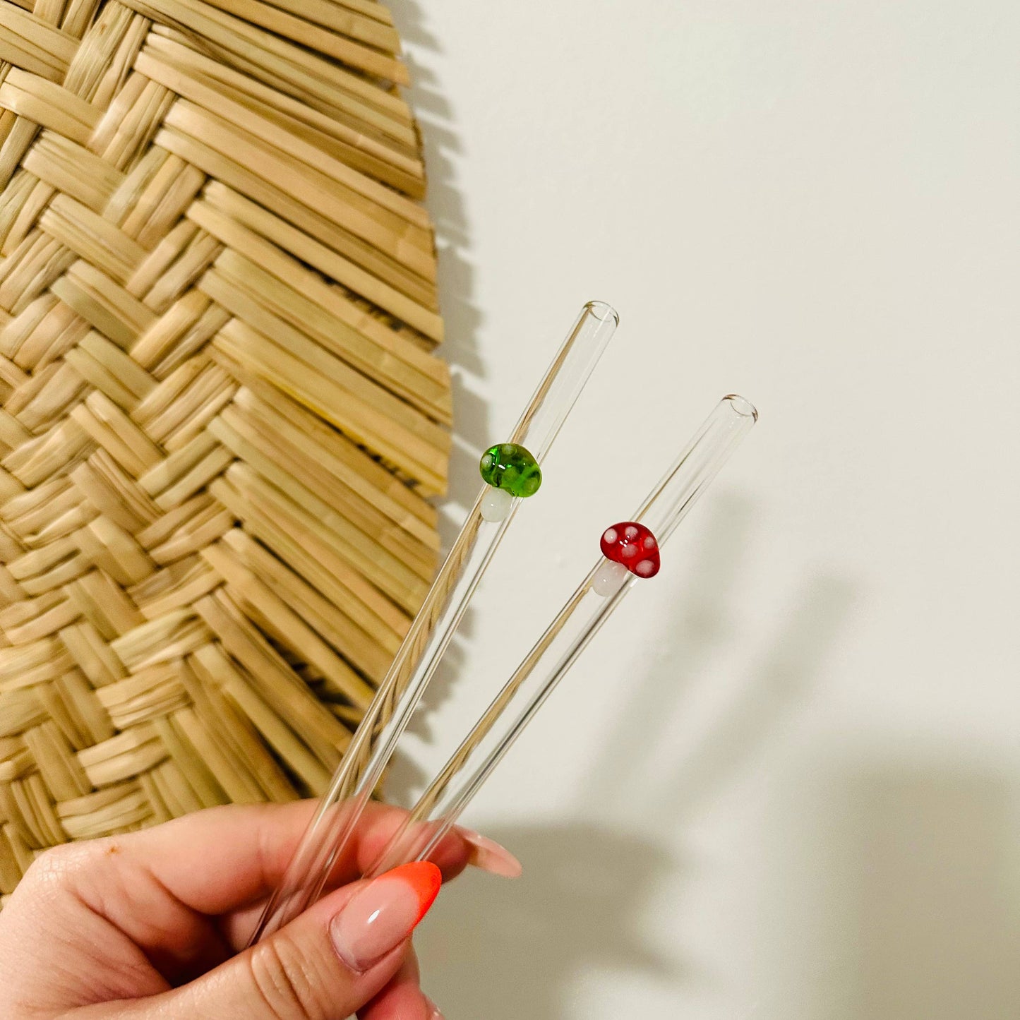 KuriArt Designs - Mushroom Glass Straws | Reusable Glass Straws