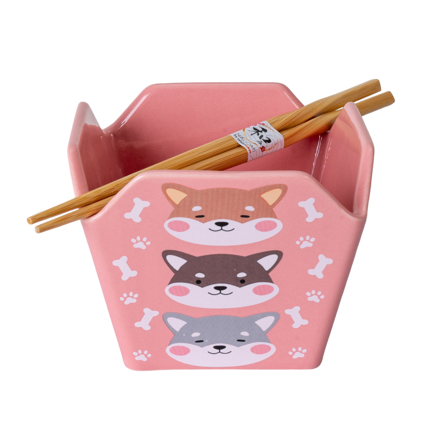 Urban Tokyo - 16oz 5"W x 4"H Takeout Box Serving Bowl With Chopsticks Shiba Inu (1/24)