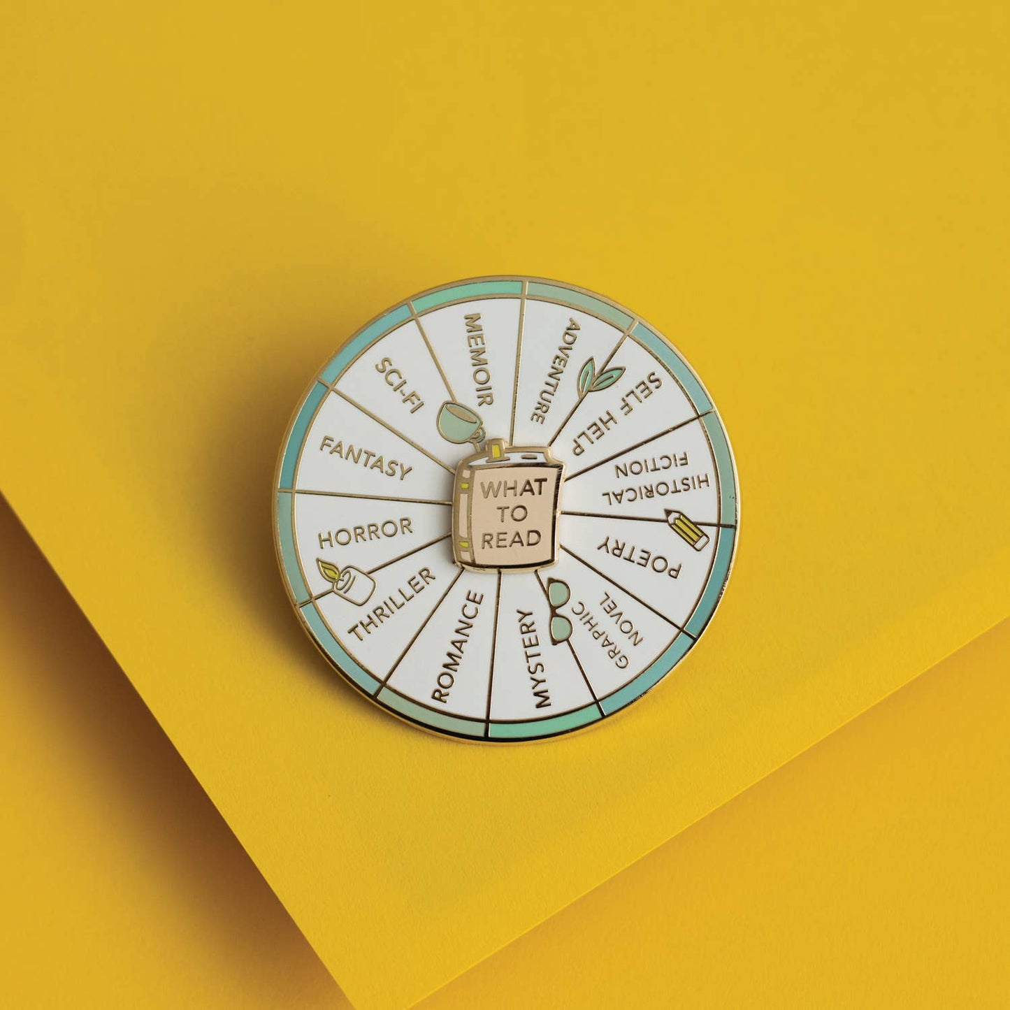 Occasionalish - What To Read Spinning Enamel Pin, Interactive Pin