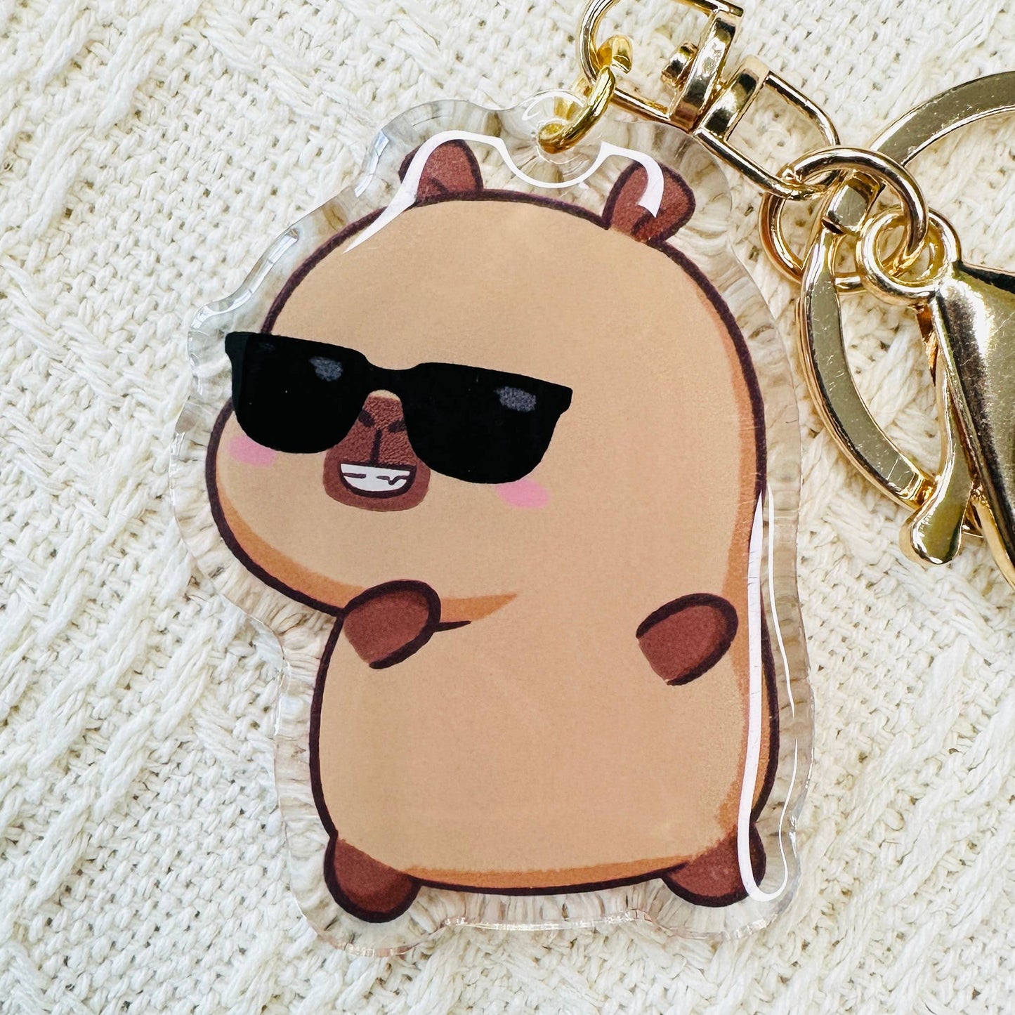CapyFun - Capybara Acrylic Keychain Cute Kawaii Dumpling Boba Tea Coffee Ice Cream Reading Orange Ramen Foodie Hot Pot Holiday Gift For Her