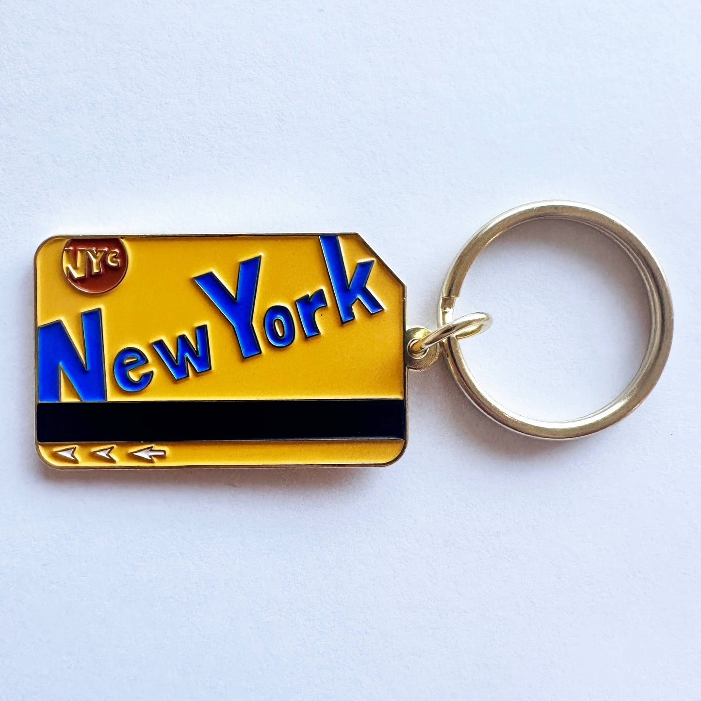 New York City Metrocard Enamel Keychain NY Subway Souvenir