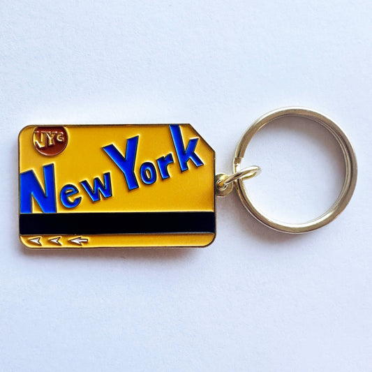 New York City Metrocard Enamel Keychain NY Subway Souvenir