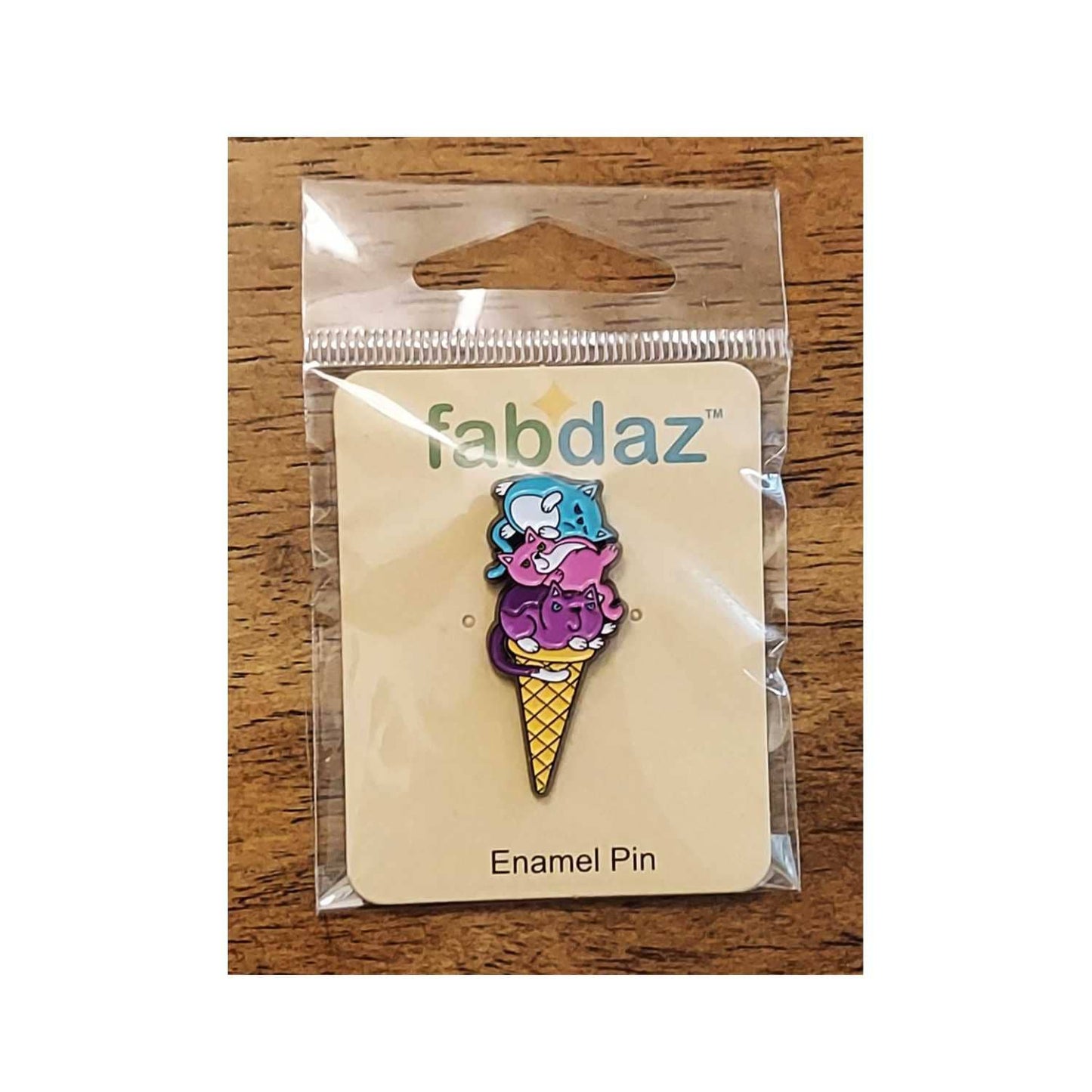 Ice Cream Cats Enamel Pin with Metal Frame