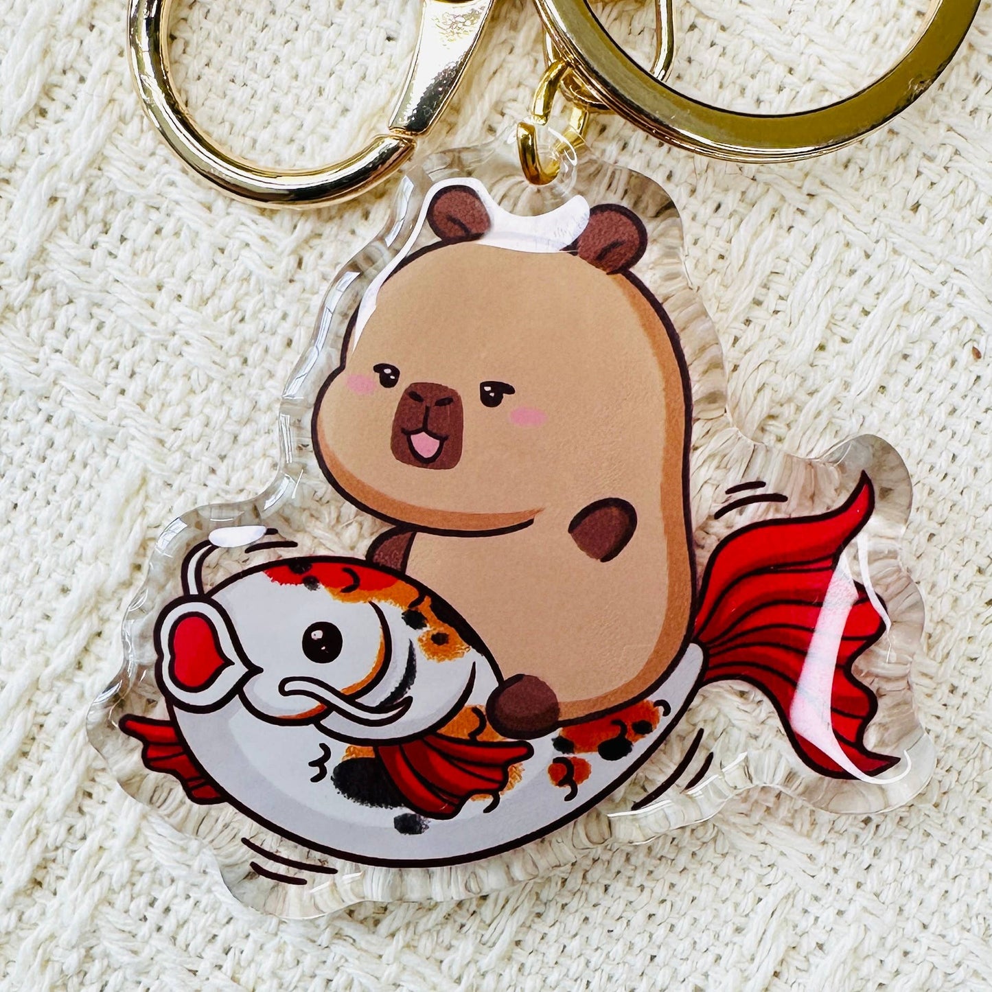 CapyFun - Capybara Acrylic Keychain Cute Kawaii Dumpling Boba Tea Coffee Ice Cream Reading Orange Ramen Foodie Hot Pot Holiday Gift For Her