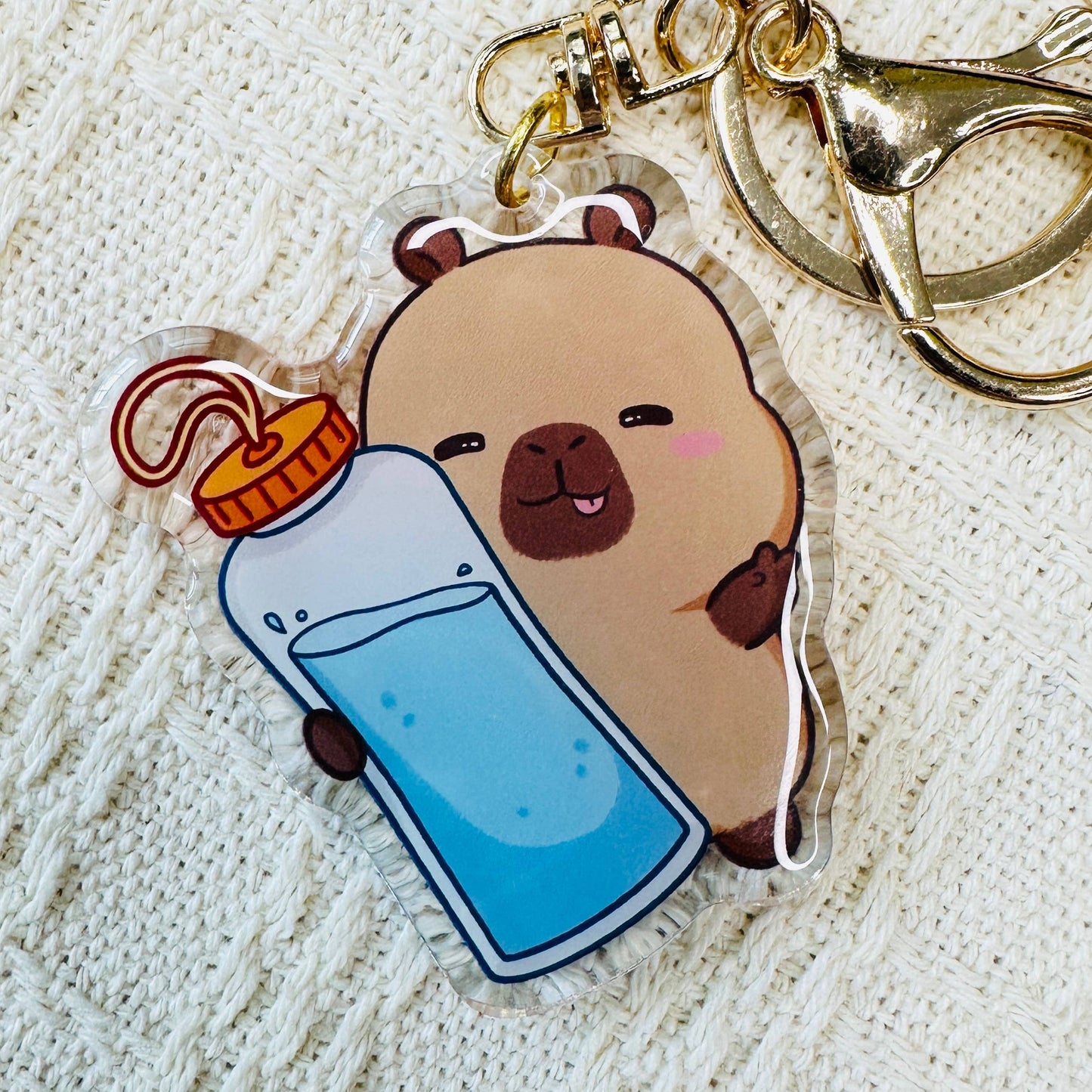 CapyFun - Capybara Acrylic Keychain Cute Kawaii Dumpling Boba Tea Coffee Ice Cream Reading Orange Ramen Foodie Hot Pot Holiday Gift For Her