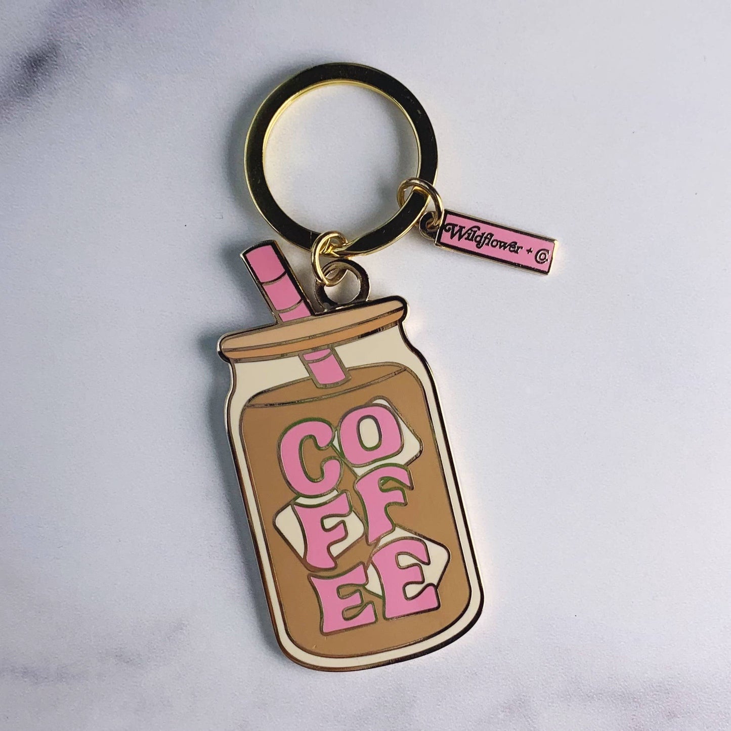 Wildflower + Co. - Coffee Enamel Keychain Stocking Stuffer