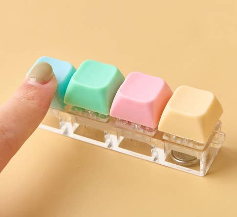 Pastel Tetris LED Clicker Keychain with light