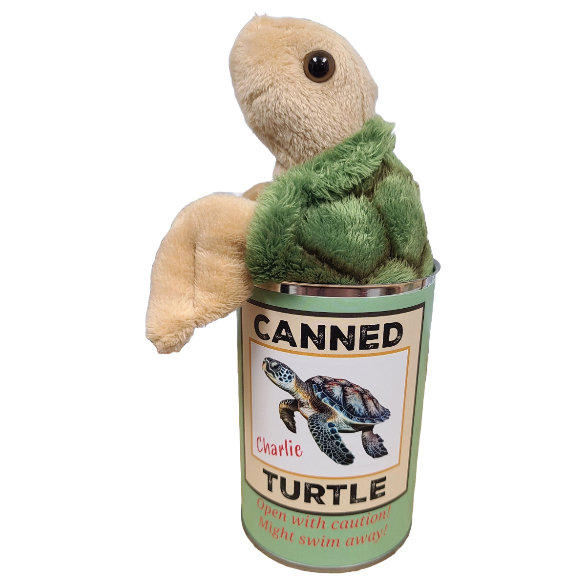 Canned Sea Turtle Stuffed Animal Plush w/Jokes | Unique Gift