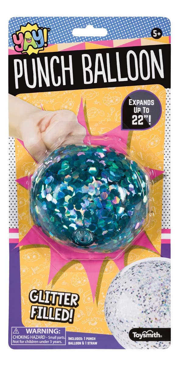 Yay! Glitter Punch Balloon, Assorted Colors