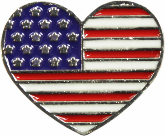 Square Deal Recordings & Supplies - Enamel Pin - Heart - USA Flag