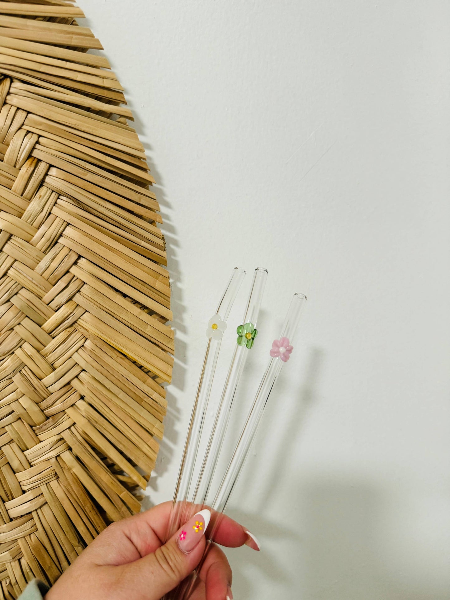 KuriArt Designs - Flower Glass Straws | Reusable Glass Straws
