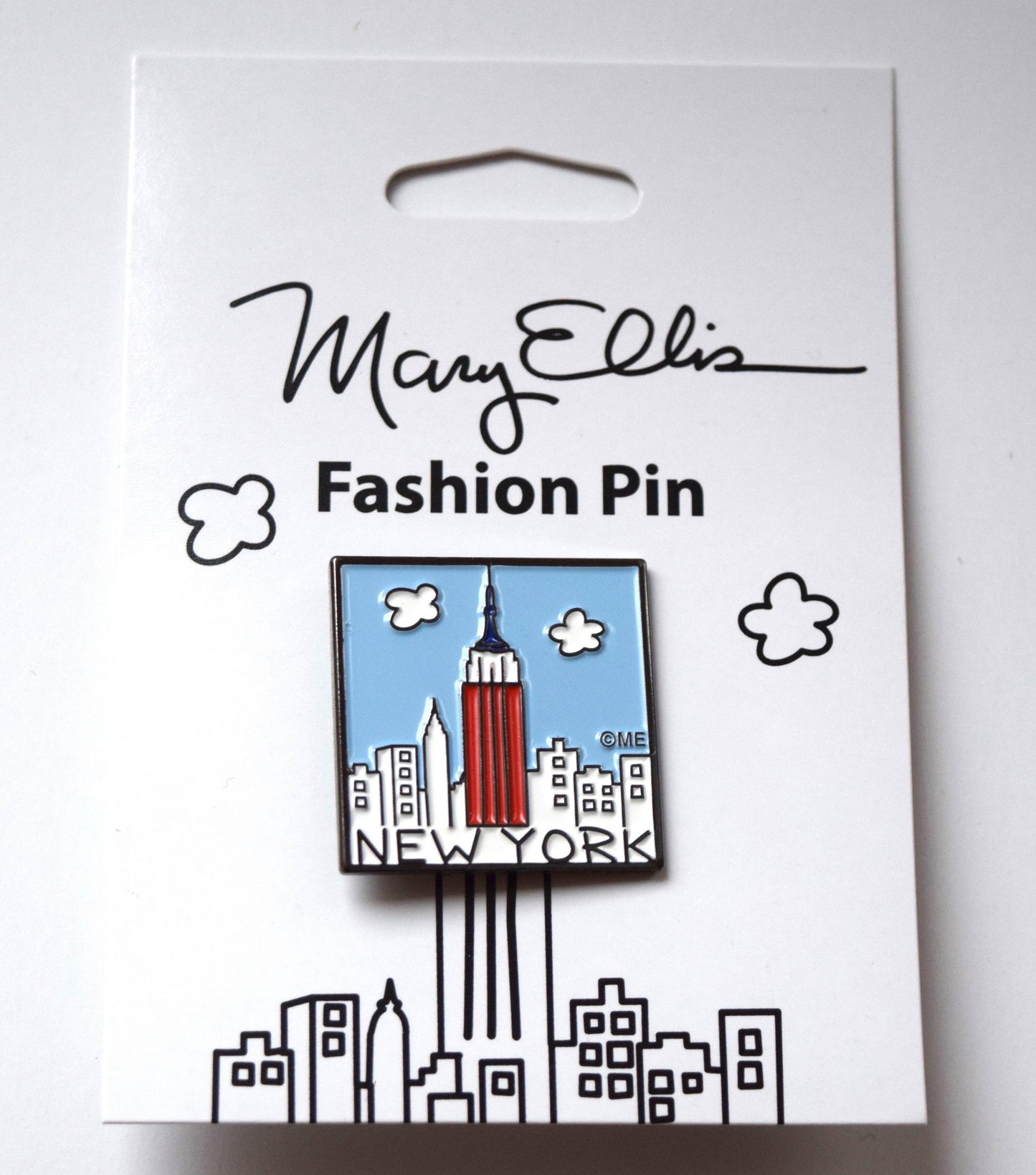 Mary Ellis - New York Enamel Pin Patriotic Skyline