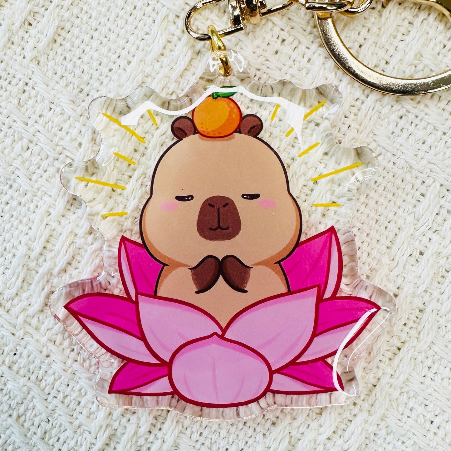 CapyFun - Capybara Acrylic Keychain Cute Kawaii Dumpling Boba Tea Coffee Ice Cream Reading Orange Ramen Foodie Hot Pot Holiday Gift For Her