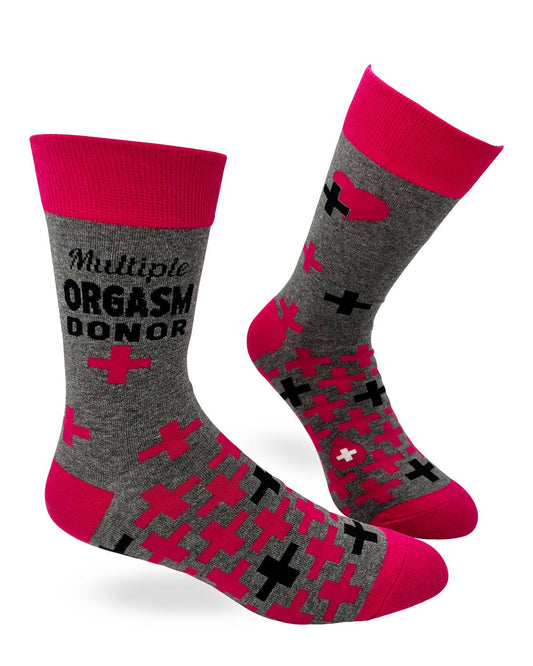 Multiple Orgasm Donor Men's Novelty Crew Socks
