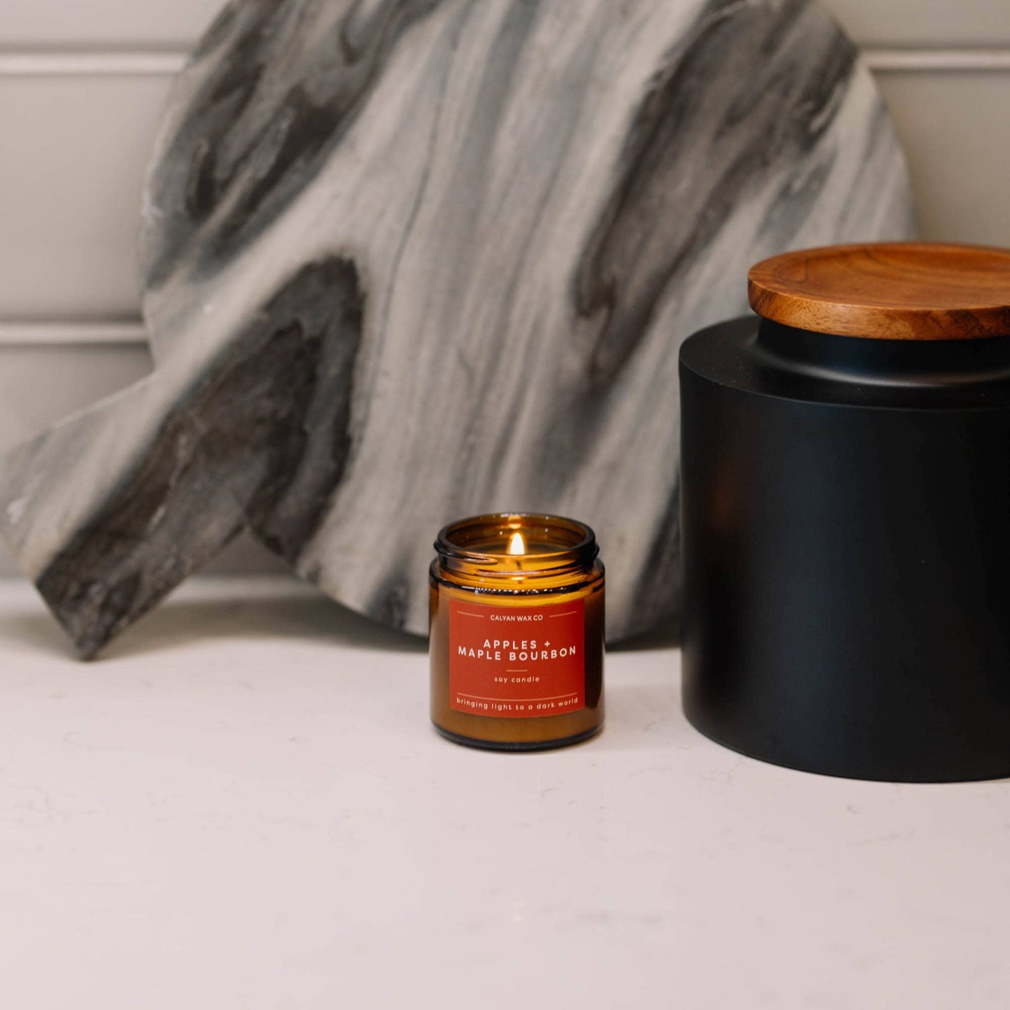 Apples + Maple Bourbon - Mini Amber Jar Soy Candle