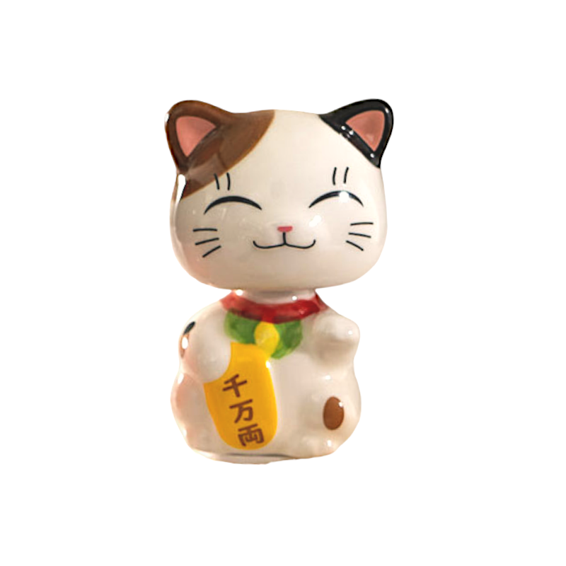 3 Inch Ceramic Lucky Cat Bobble Head