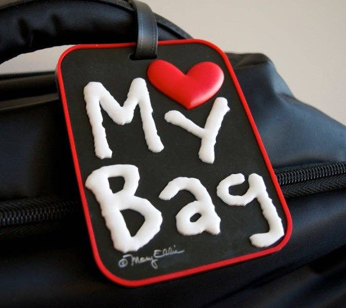 Mary Ellis - My Bag Heart Black Luggage Tag