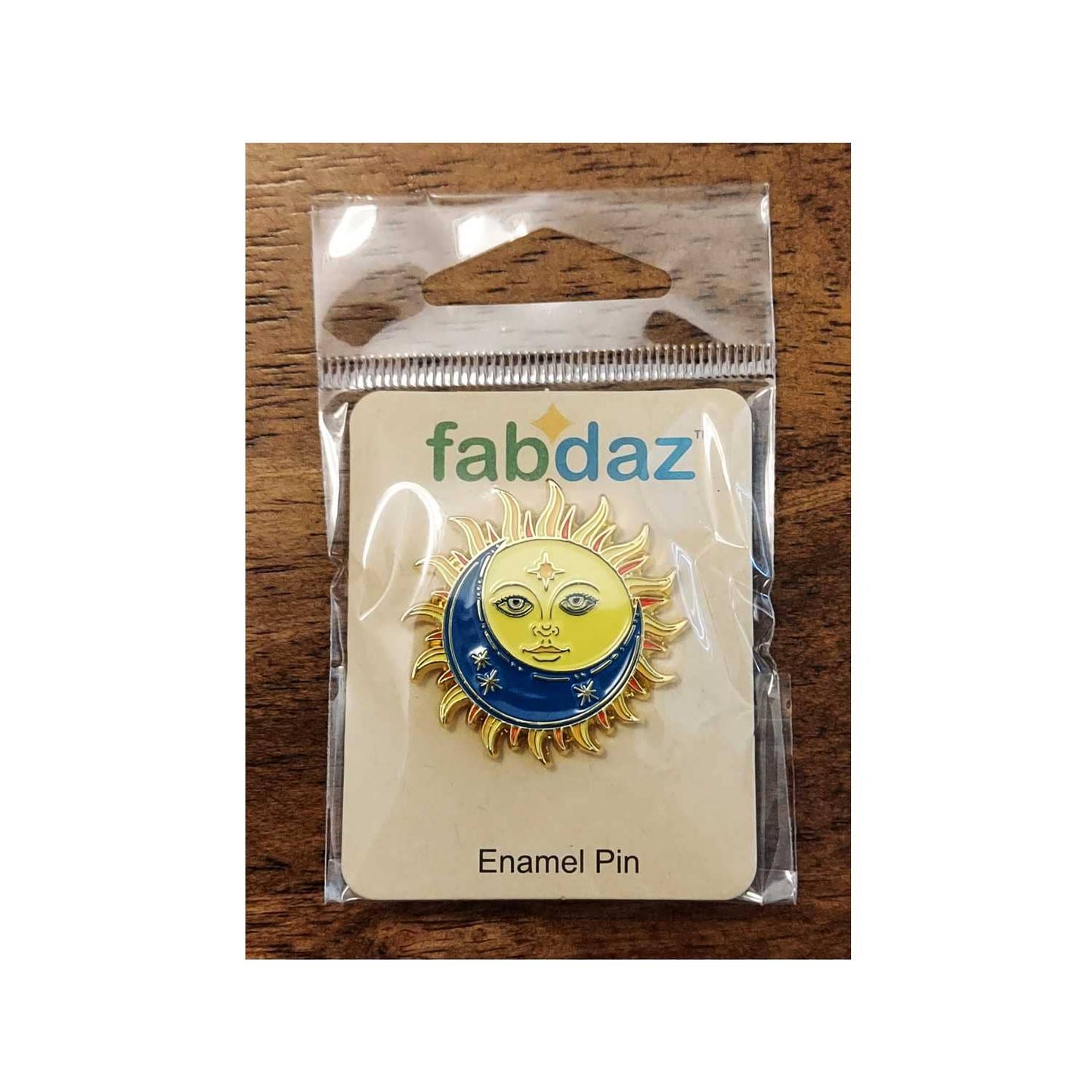 Fabdaz - Celestial Sun-Moon Enamel Pin with Metal Frame
