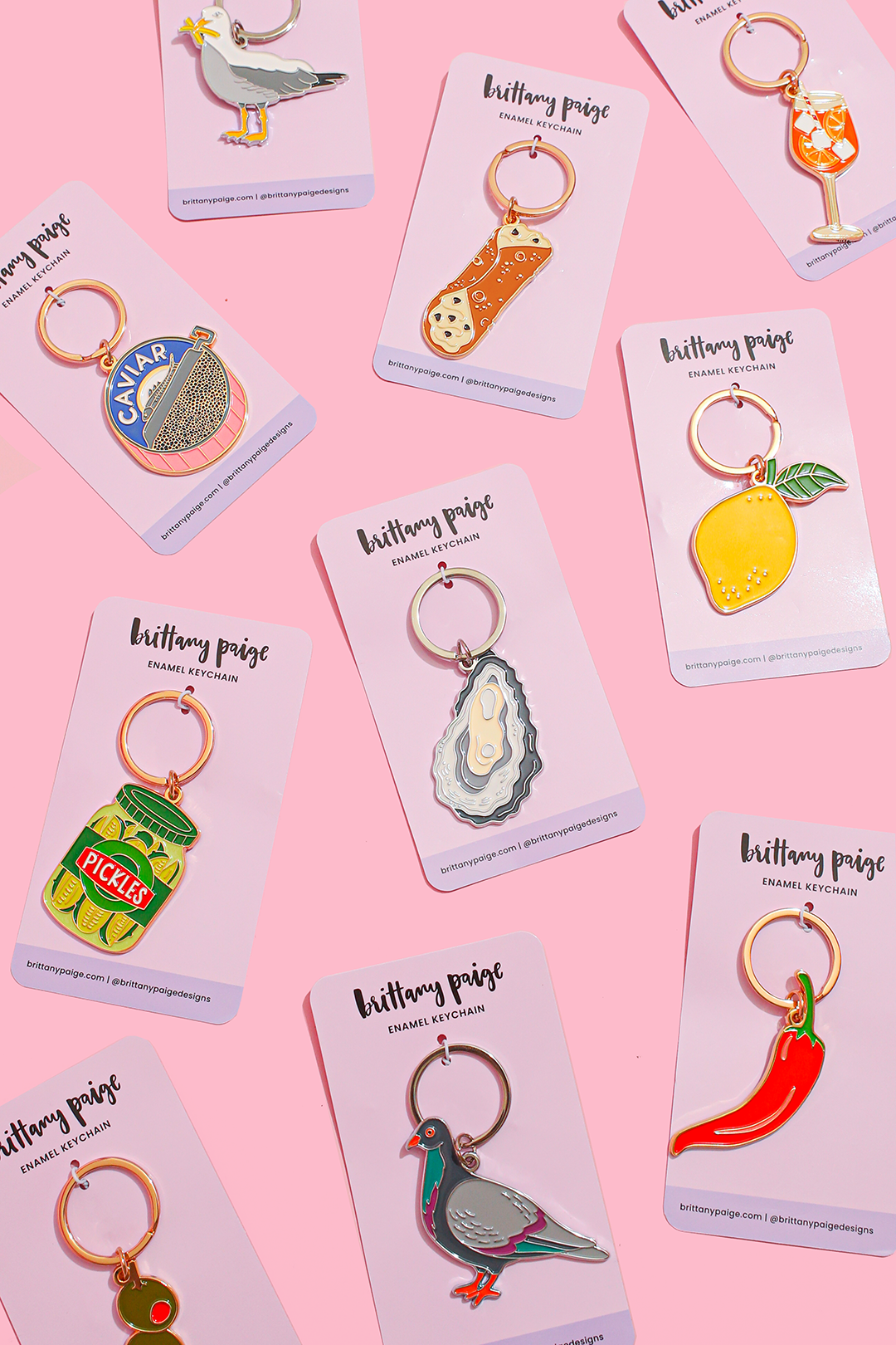 Seagull With Fries Enamel Keychain Bag Charm
