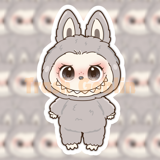 Trash Goblin - Grey Labubu Vinyl Sticker