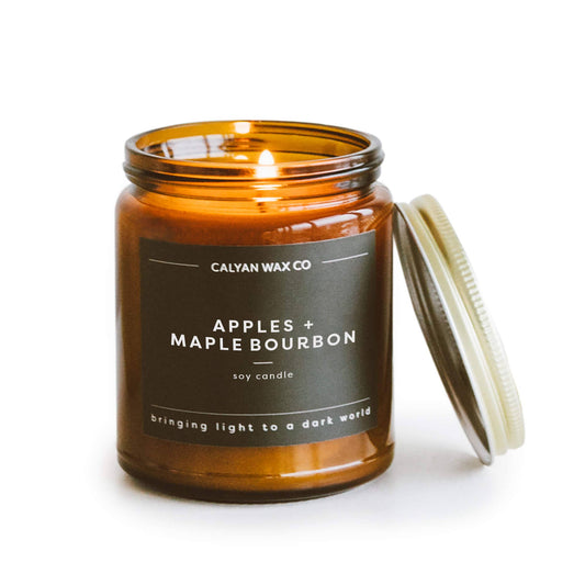 Apples + Maple Bourbon - Amber Jar Soy Candle