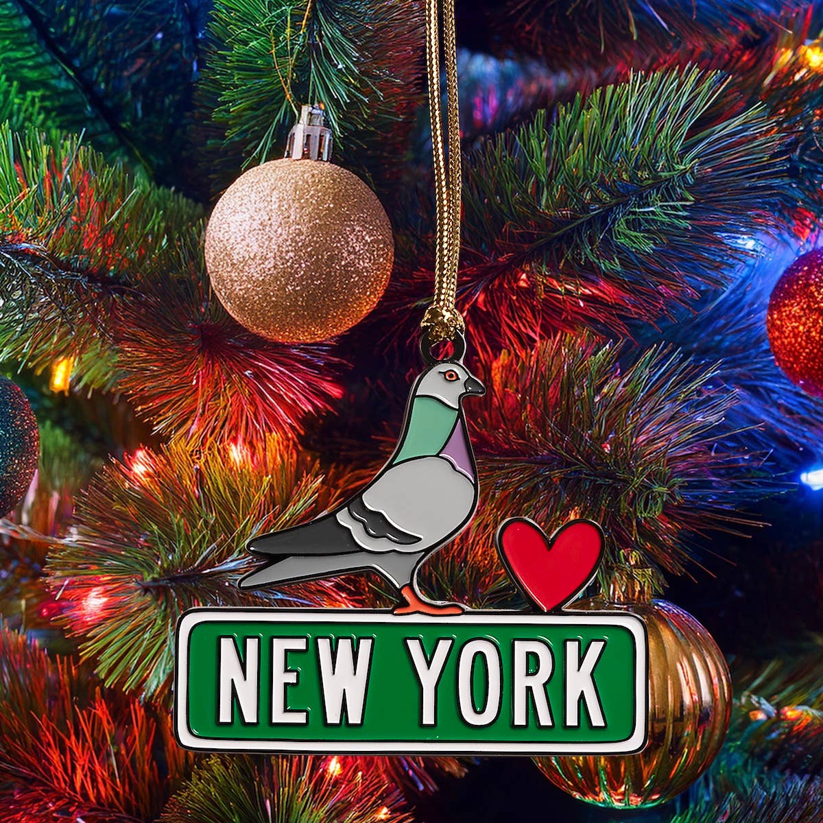 New York Pigeon NYC Enamel Holiday Ornament