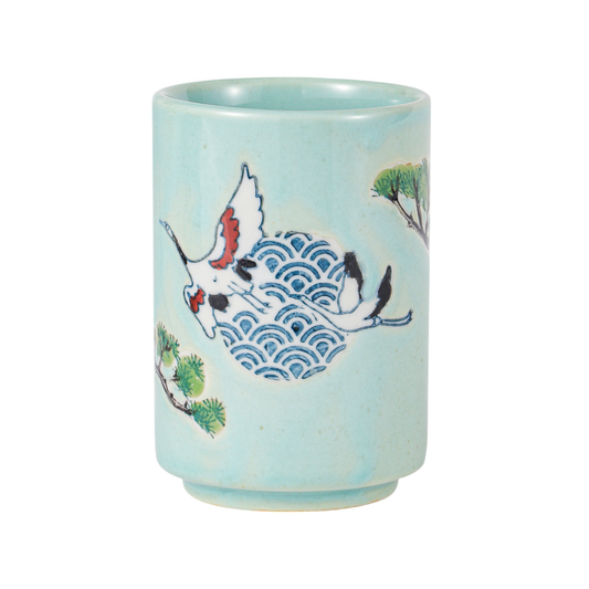 Urban Tokyo - Japanese Crane Yunomi Style Tea Cup Reactive Glaze 10 fl oz (12/72)