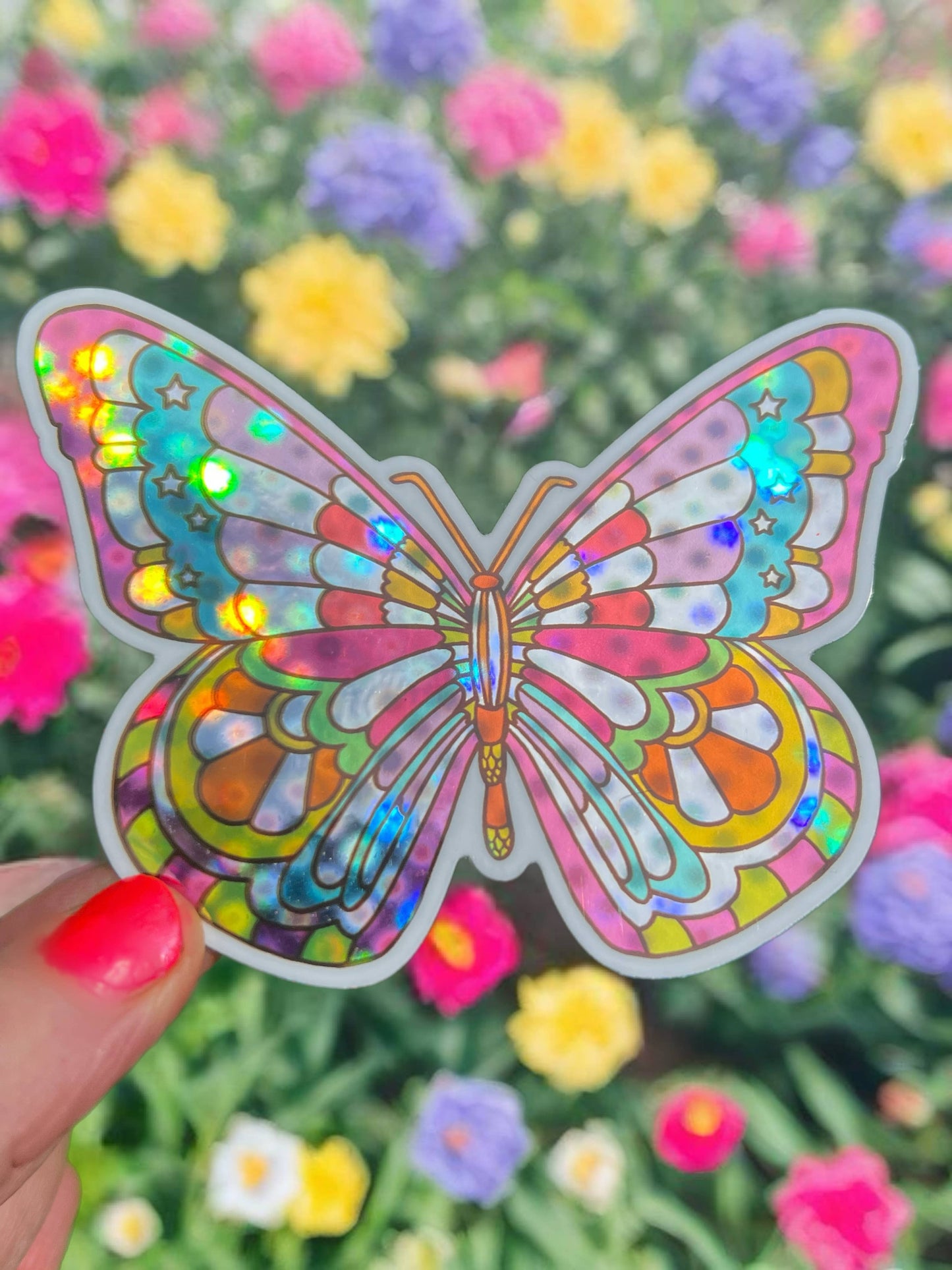 Butterfly Hologram Shimmer STICKER 4 x 3 Inch